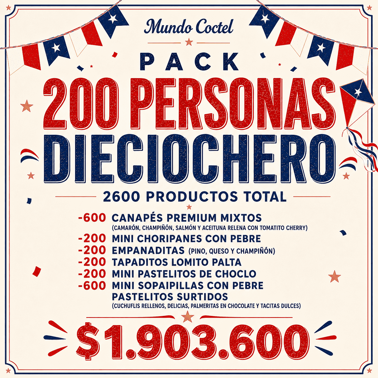 Pack 200 Personas Dieciochero