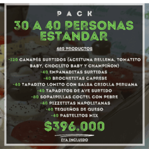 Pack 30 a 40 Personas Estandar