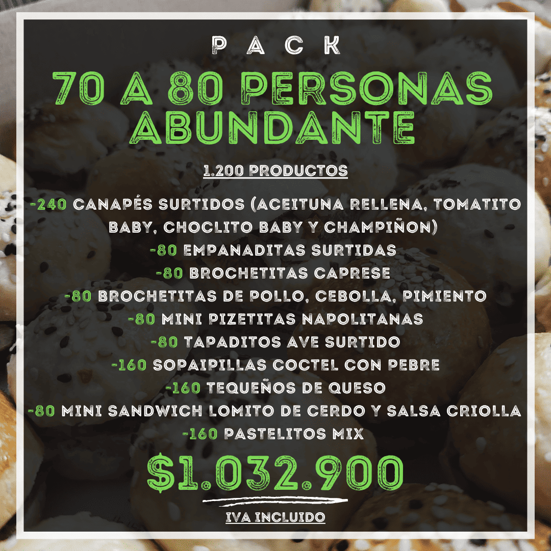Pack 70 a 80 personas Abundante