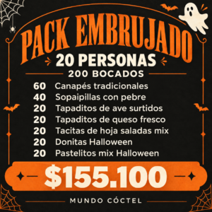 Pack Embrujado para 20 personas, 200 bocados, Mundo Cóctel